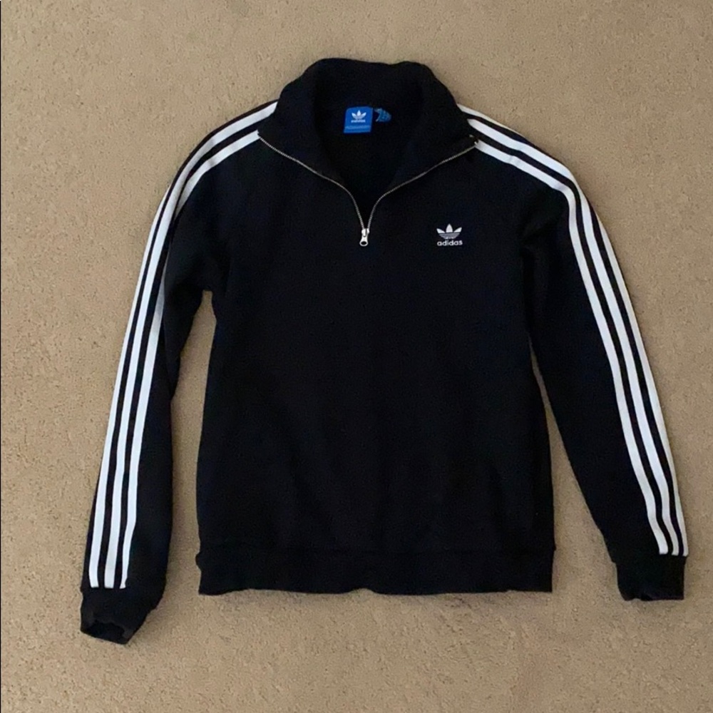 Adidas Half Zip Pullover Jacket Black Striped M - image 1